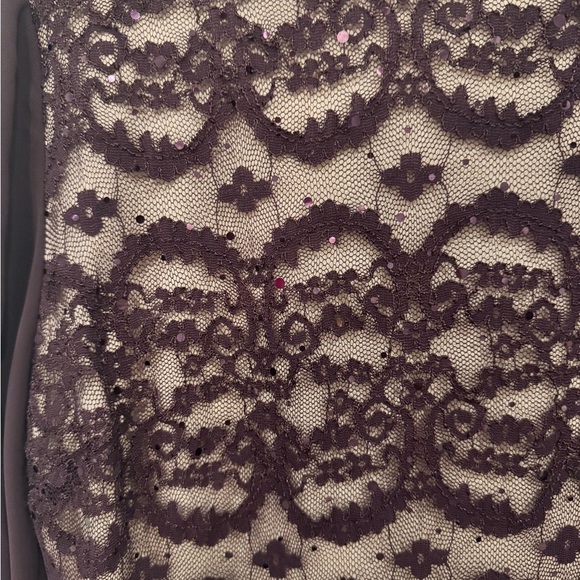 R&M Richards Plum Formal Lace Sequin Floral Sheath Dress 14W Mother of Bride - Picture 6 of 13